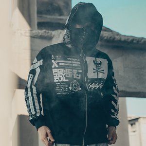 Unisex Cyberpunk Zipper Hoodie Graphic Coat Streetwear Techwear Jacket sim-505